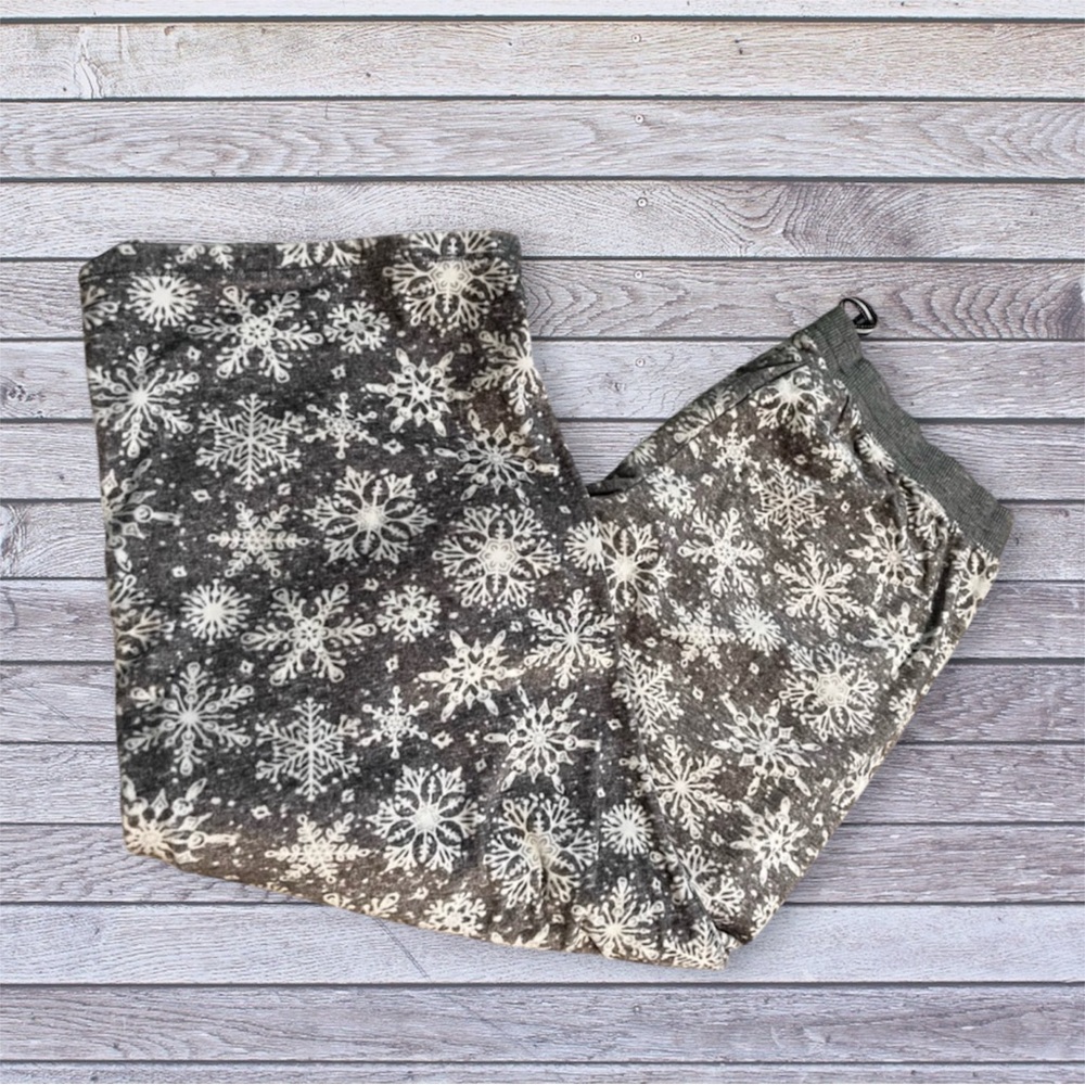 Nautica snowflake gray band, white fleece pj pants xl
